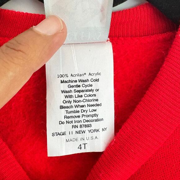 Vintage Holiday Kids Sweatshirt Mickey Mouse Christmas Graphic 4t Red Soft - Picture 2 of 6